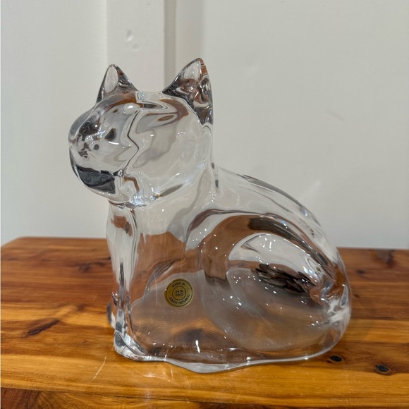 Vintage Bohemia Czech Republic Lead Crystal Cat Kitty Bank